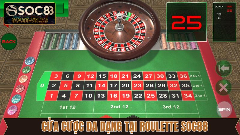 Roulette SOC88 - Trải Nghiệm Sòng Bài Đẳng Cấp Hàng Đầu 3 Cửa cược đa dạng khi tham gia các bàn Roulette